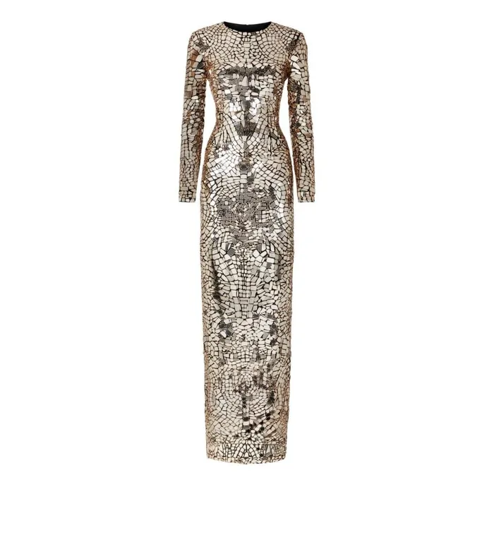 Women Dresses Tom Ford Mirror Embroidered Column Gown Light Gold