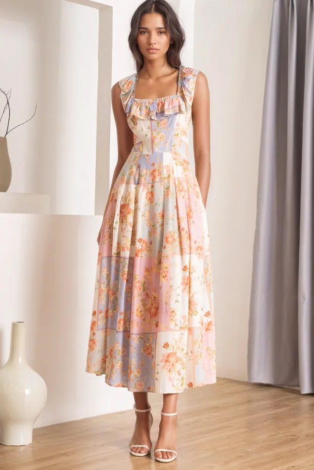 Women Dresses YUMI KIM Ari Patchwork Dress Spring Dress Petal Patchwork