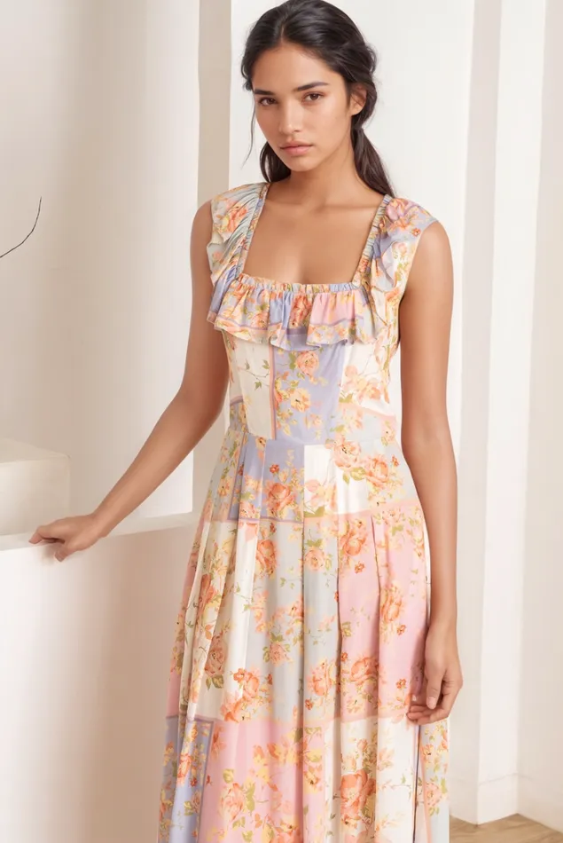 Women Dresses YUMI KIM Ari Patchwork Dress Spring Dress Petal Patchwork