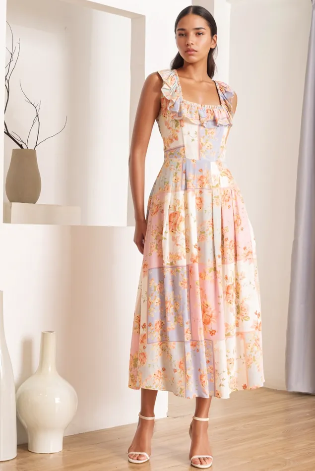 Women Dresses YUMI KIM Ari Patchwork Dress Spring Dress Petal Patchwork