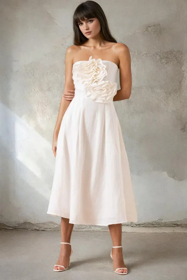 Women Dresses YUMI KIM Priya Linen White Dress White Party Cocktail Dress White Linen