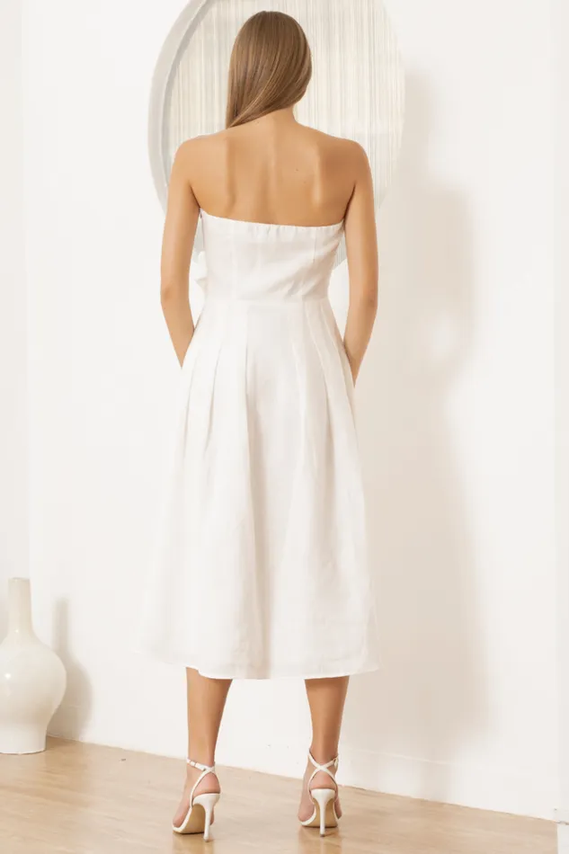 Women Dresses YUMI KIM Priya Linen White Dress White Party Cocktail Dress White Linen