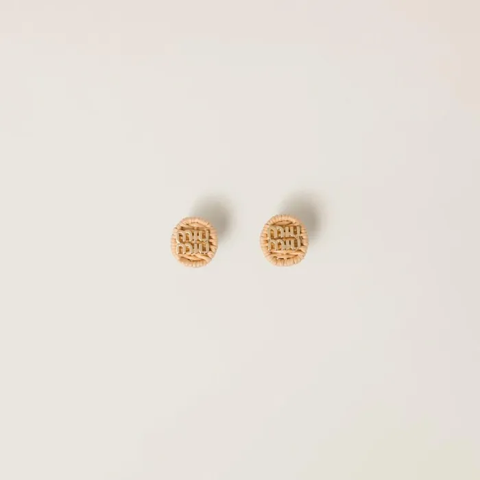 Women Earrings Miu Miu Woven Fabric Earrings Natural