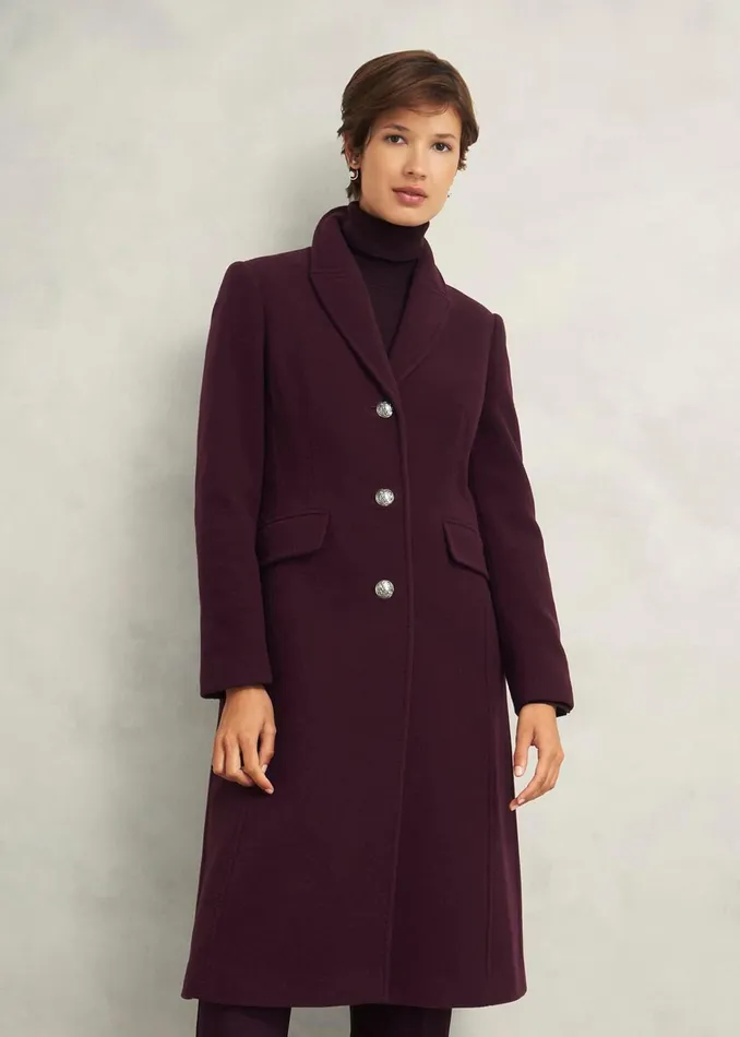 Women Edwina Wool Blend Coat Wine Hobbs Coats and Jackets