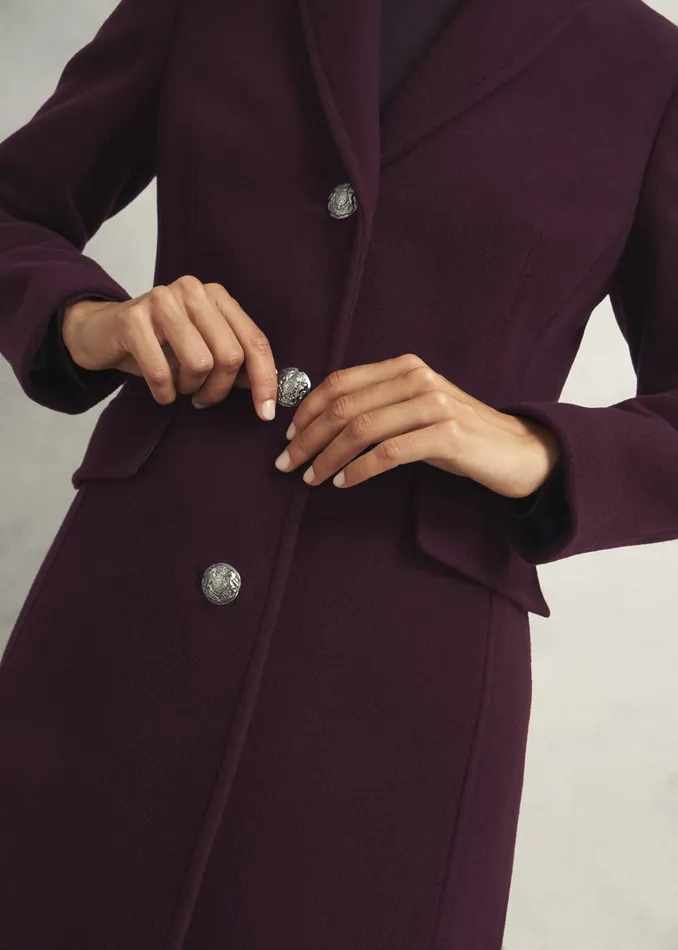 Women Edwina Wool Blend Coat Wine Hobbs Coats and Jackets