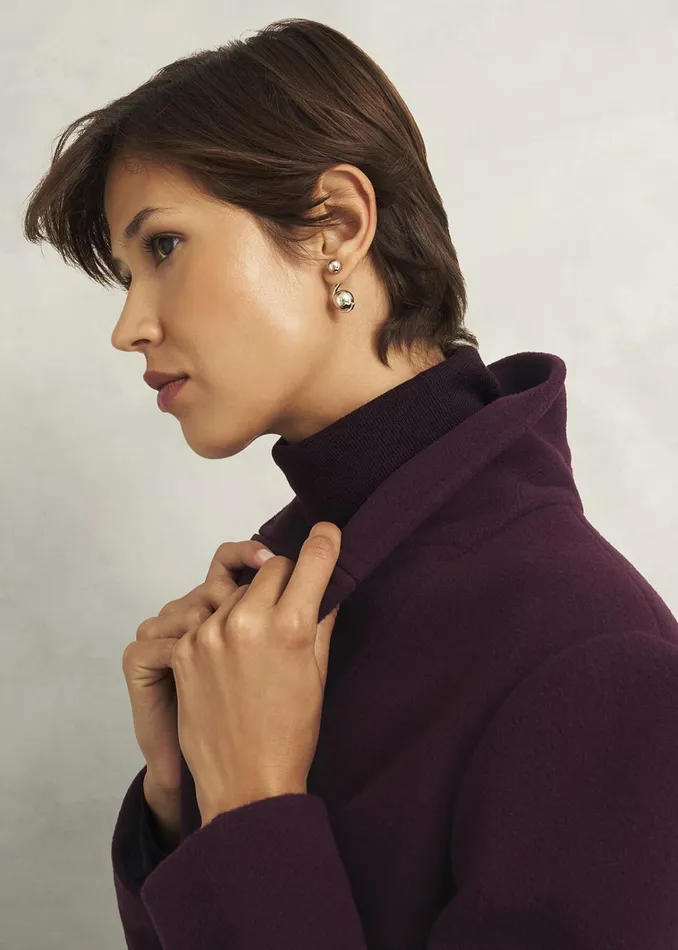 Women Edwina Wool Blend Coat Wine Hobbs Coats and Jackets