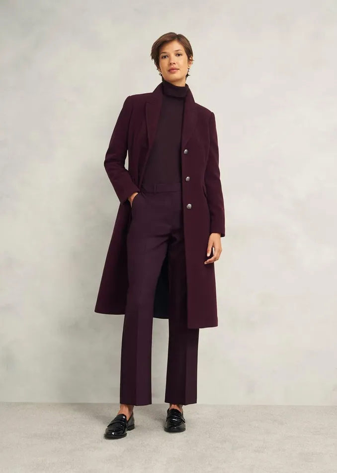 Women Edwina Wool Blend Coat Wine Hobbs Coats and Jackets