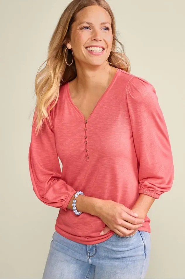 Women Elowyn Tee Sunkist Coral Soft Surroundings Tops Women Elowyn Tee Sunkist Coral Soft Surroundings Tops