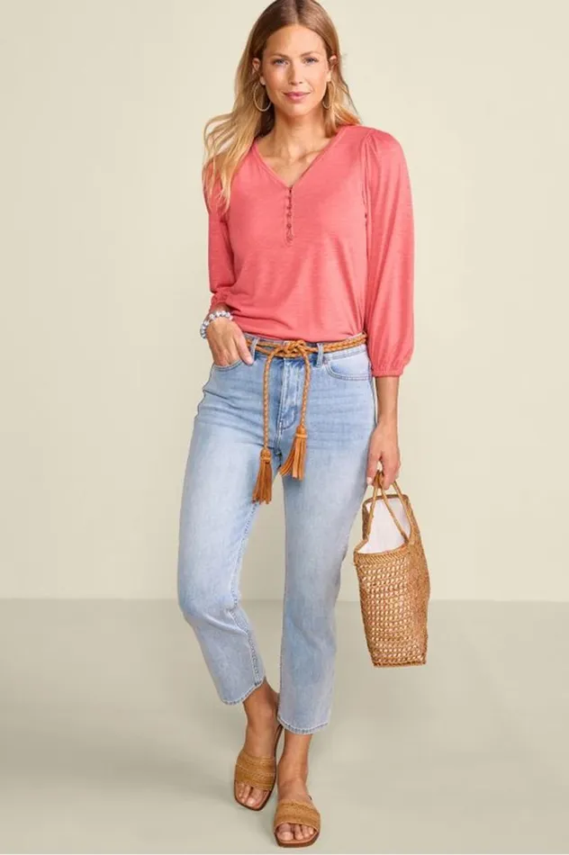 Women Elowyn Tee Sunkist Coral Soft Surroundings Tops Women Elowyn Tee Sunkist Coral Soft Surroundings Tops