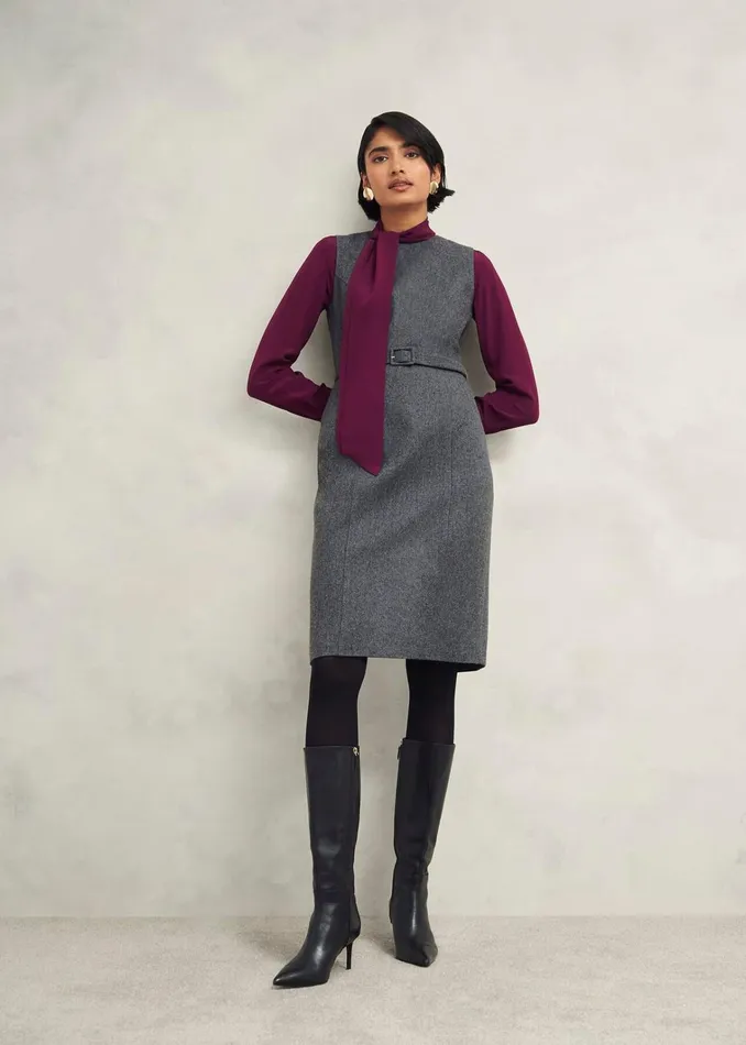 Women Elsie Wool Blend Dress Grey Hobbs Dresses and Jumpsuits