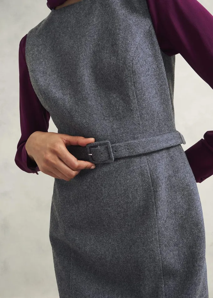 Women Elsie Wool Blend Dress Grey Hobbs Dresses and Jumpsuits