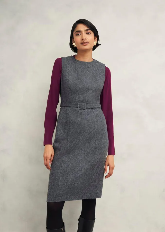 Women Elsie Wool Blend Dress Grey Hobbs Dresses and Jumpsuits