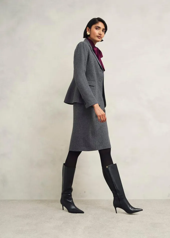 Women Elsie Wool Blend Dress Grey Hobbs Dresses and Jumpsuits