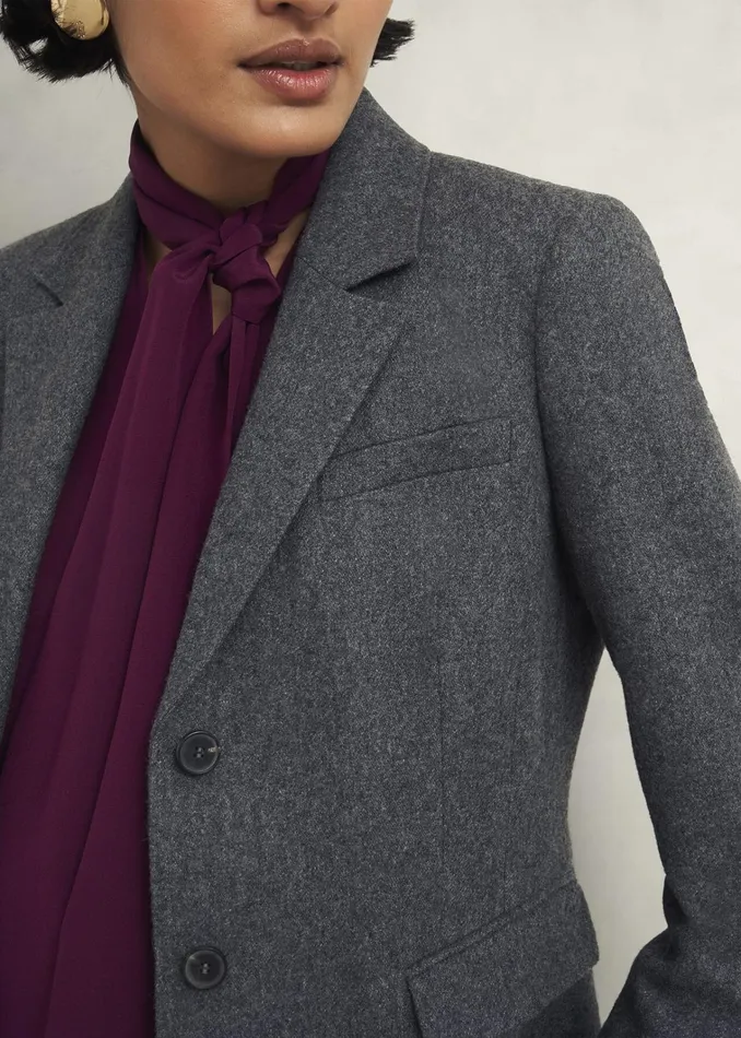 Women Elsie Wool Blend Jacket Grey Hobbs Coats and Jackets