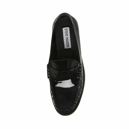Women EMMET BLACK PATENT Black Patent Steve Madden Loafers and Flats