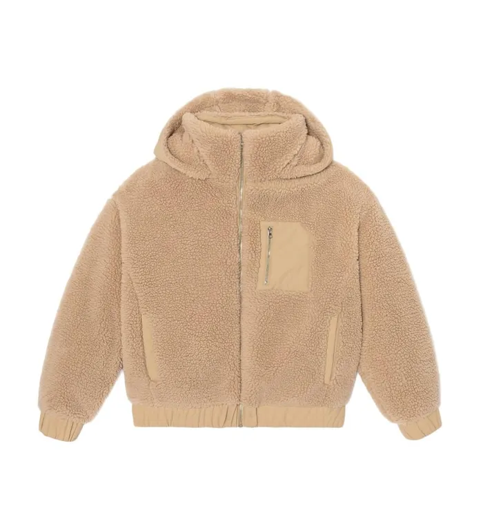 Women Faux Fleece Hooded Jacket 8211 Ecru Promod Coats