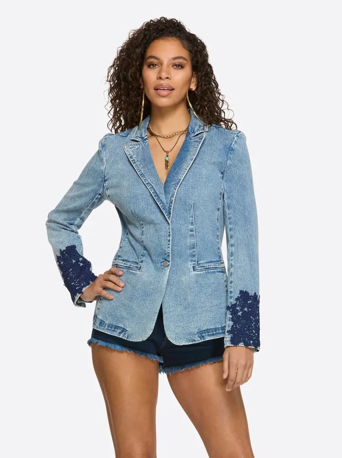 Women Fitted Blazer In Reflection Jessica Simpson Denim