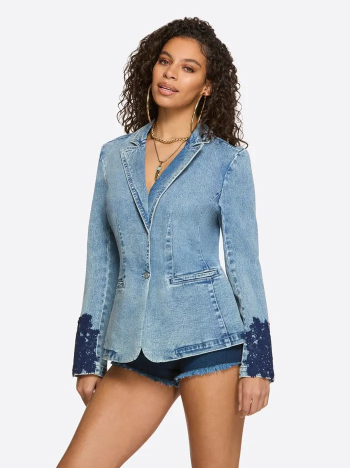 Women Fitted Blazer In Reflection Jessica Simpson Denim