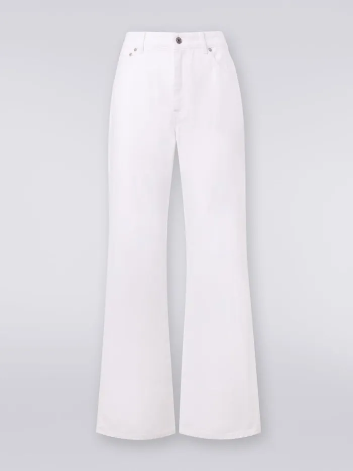 Women FivePocket Palazzo Trousers With Zigzag Embroidery On The Back Pocket White Missoni Trousers