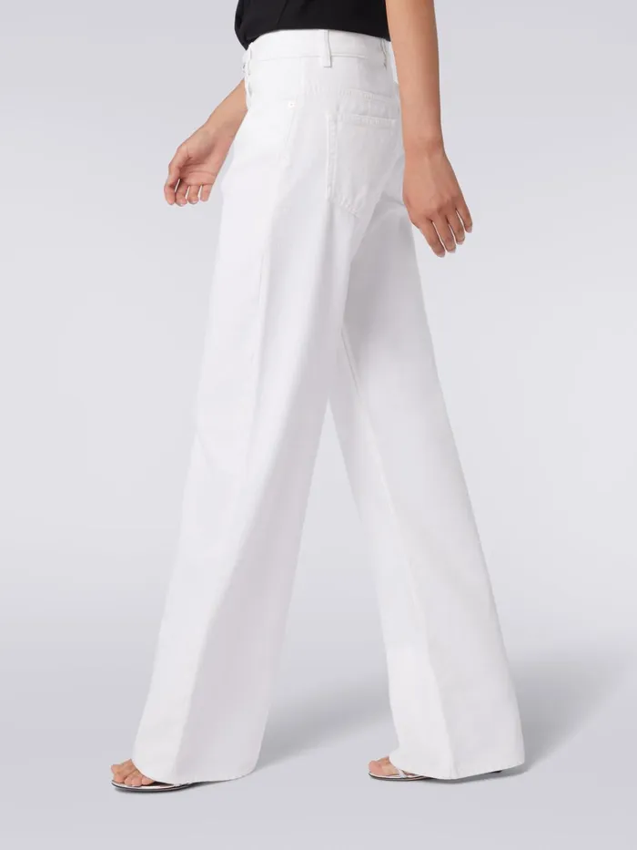 Women FivePocket Palazzo Trousers With Zigzag Embroidery On The Back Pocket White Missoni Trousers Women FivePocket Palazzo Trousers With Zigzag Embroidery On The Back Pocket White Missoni Trousers