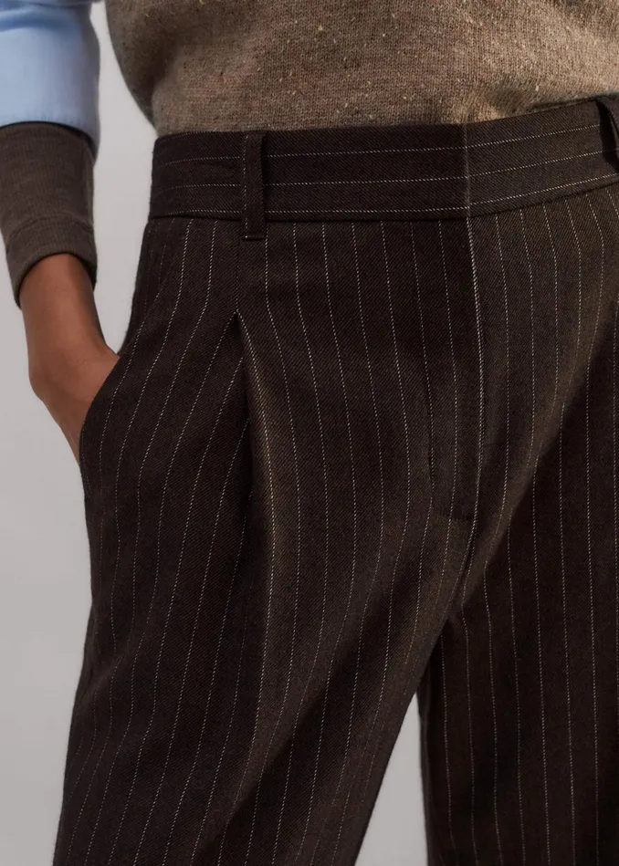 Women Flannel Pinstripe Pant Treaclecream MEEM