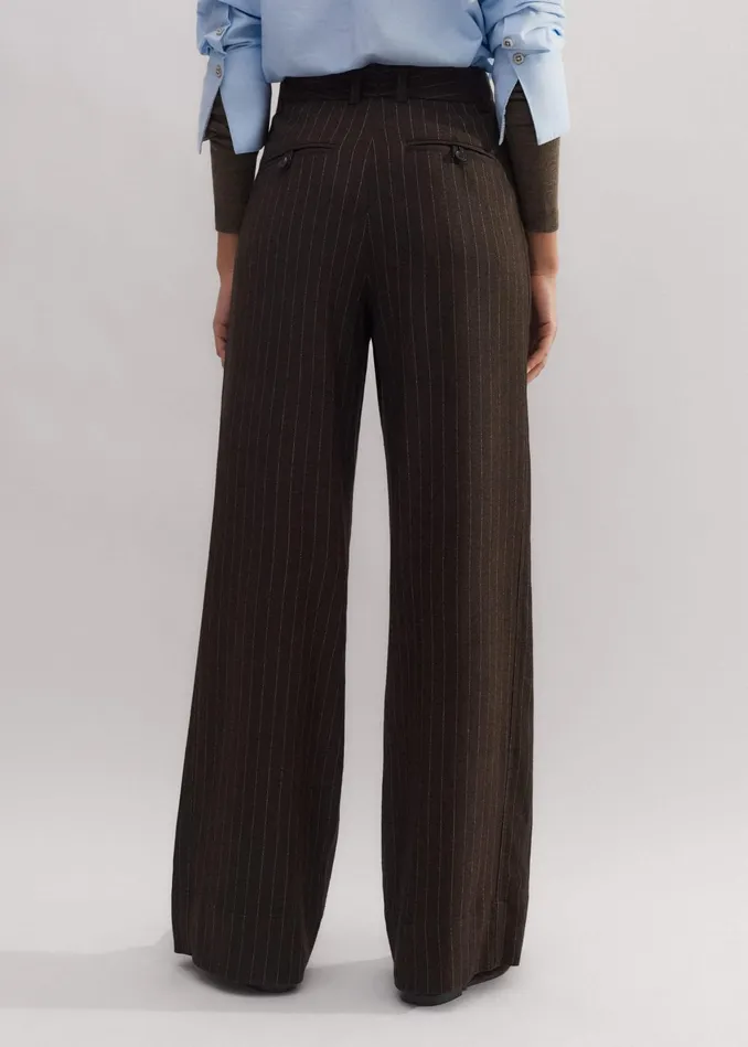 Women Flannel Pinstripe Pant Treaclecream MEEM