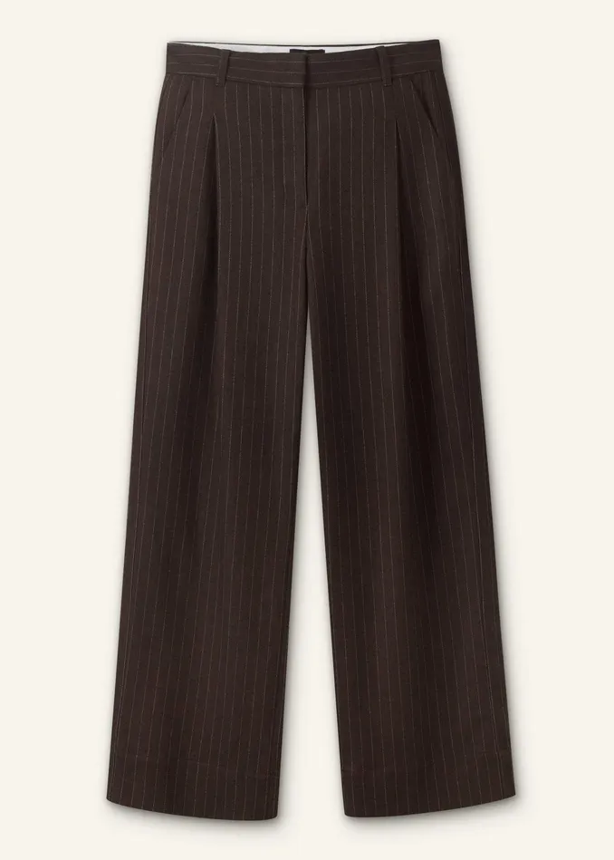 Women Flannel Pinstripe Pant Treaclecream MEEM