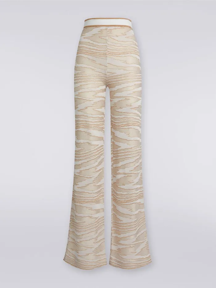 Women Flared Slub Viscose Trousers With Lurex Multicoloured Missoni Trousers