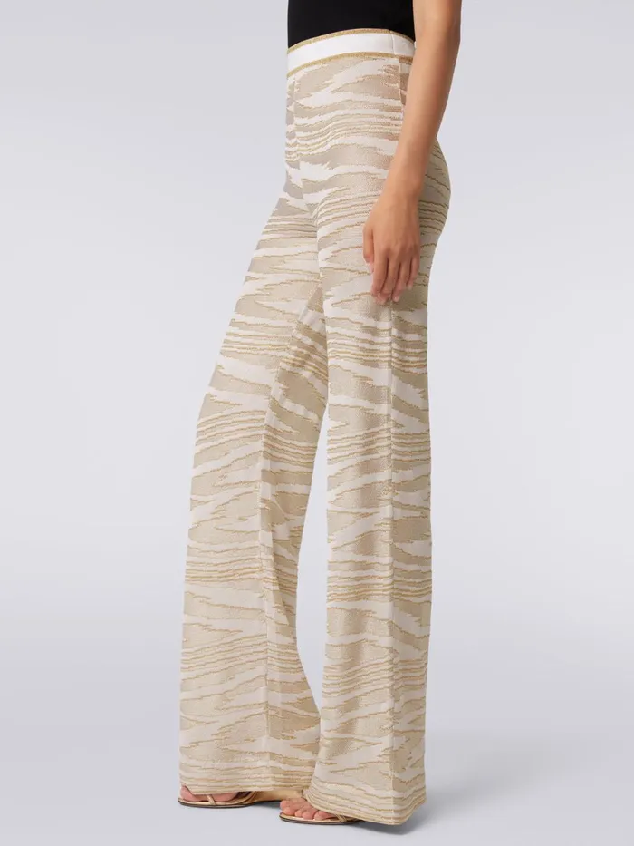Women Flared Slub Viscose Trousers With Lurex Multicoloured Missoni Trousers Women Flared Slub Viscose Trousers With Lurex Multicoloured Missoni Trousers
