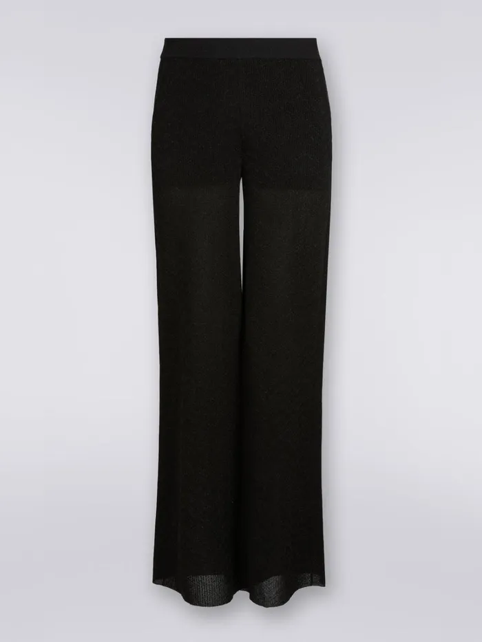 Women Flared Trousers With Chevron And Lurex Sections Black Missoni Trousers