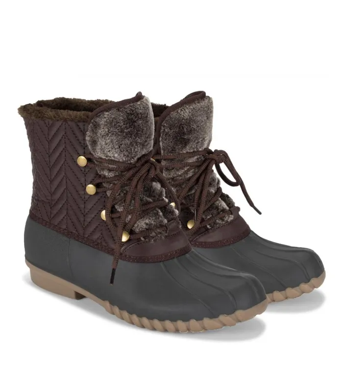 Women Flash Duck Boot Dark Brown Baretraps Booties