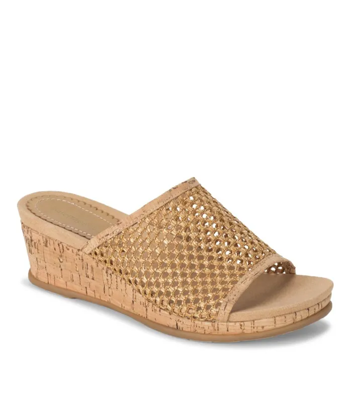 Women Flossey Wedge Slide Sandal Natural Baretraps Wedge Sandals