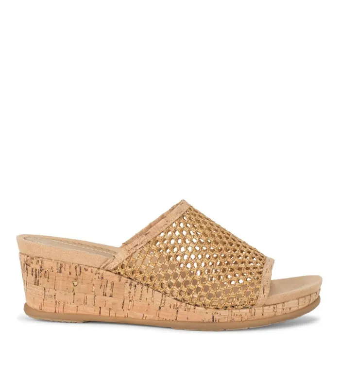 Women Flossey Wedge Slide Sandal Natural Baretraps Wedge Sandals