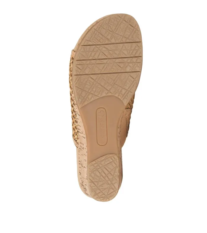Women Flossey Wedge Slide Sandal Natural Baretraps Wedge Sandals