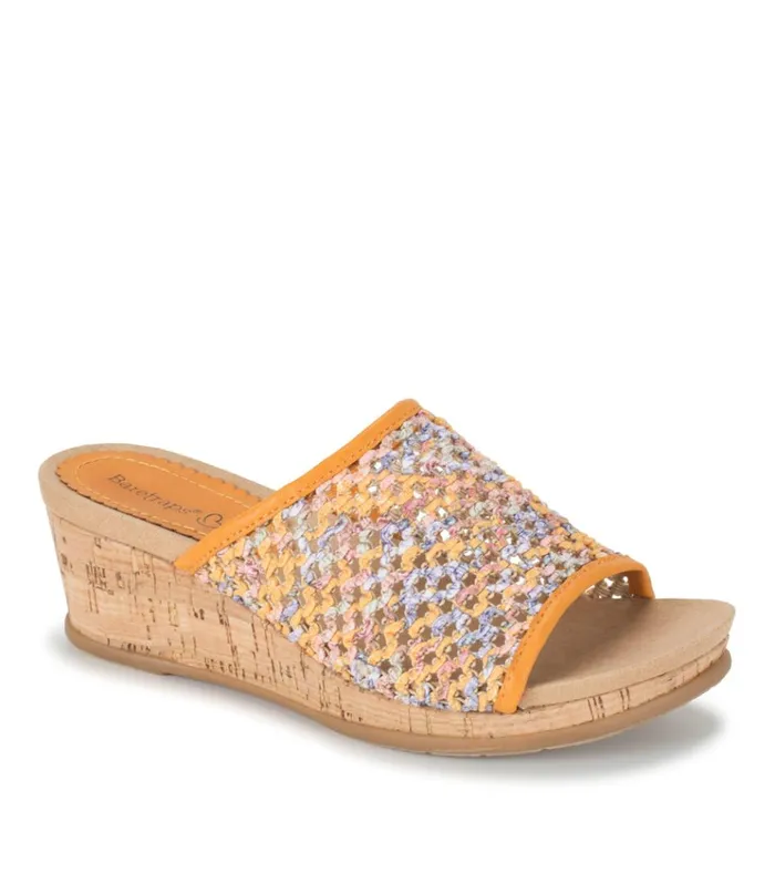 Women Flossey Wedge Slide Sandal Sun Multi Floral Baretraps Slides and Slip On Sandals