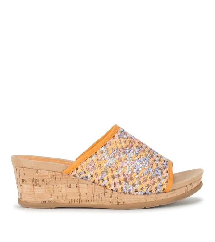 Women Flossey Wedge Slide Sandal Sun Multi Floral Baretraps Slides and Slip On Sandals