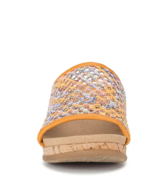 Women Flossey Wedge Slide Sandal Sun Multi Floral Baretraps Slides and Slip On Sandals