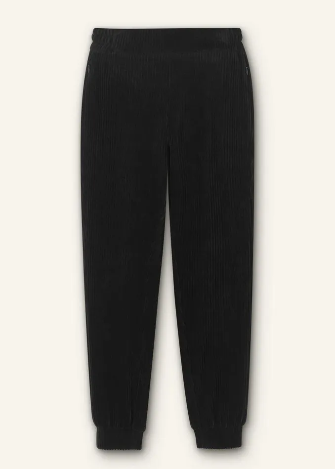 Women Fluid Cord Velour Jogger Black MEEM