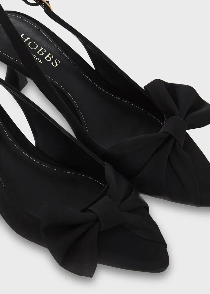 Women Francis Satin Slingbacks Black Hobbs Heels