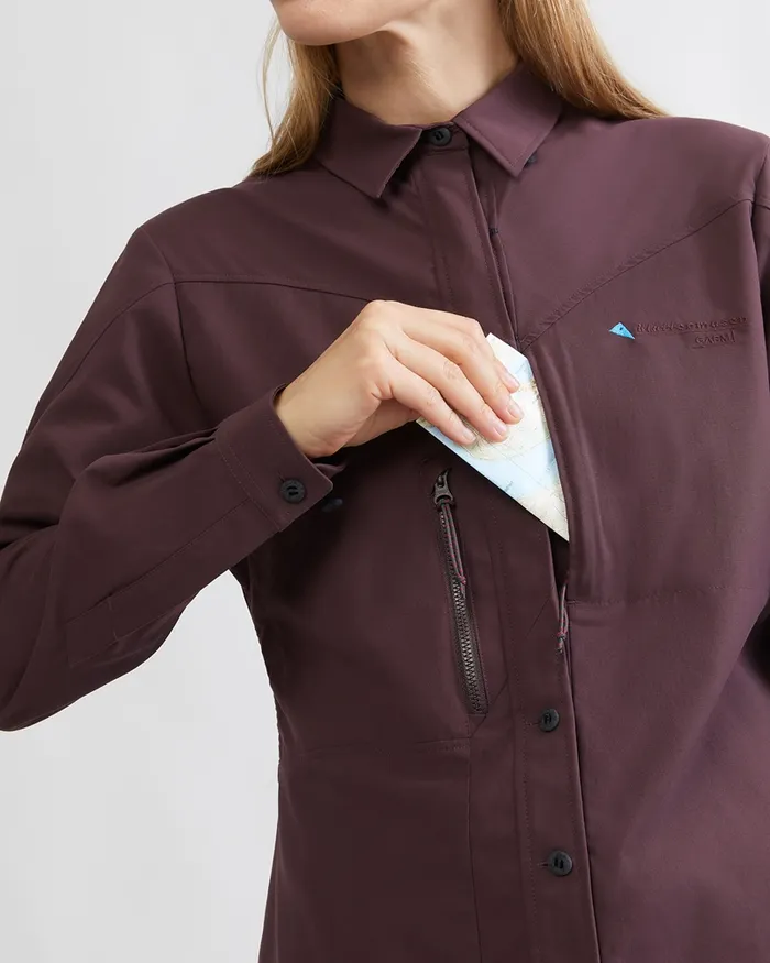 Women Garm Levitend Long Sleeve Shirt Silver Green Klttermusen Shirts