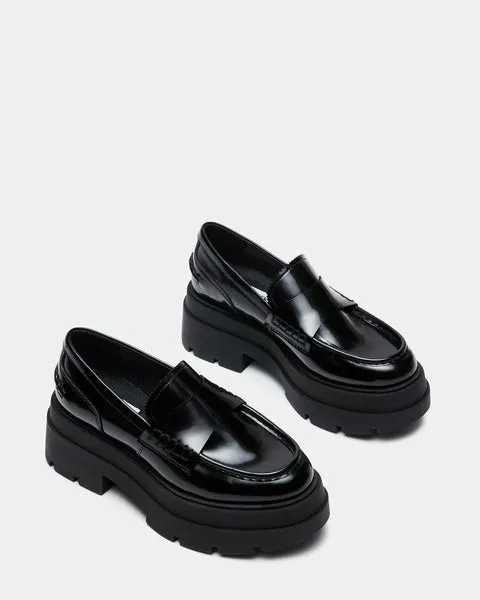 Women GAVEN BLACK LEATHER Black Leather Steve Madden Loafers and Flats Women GAVEN BLACK LEATHER Black Leather Steve Madden Loafers and Flats