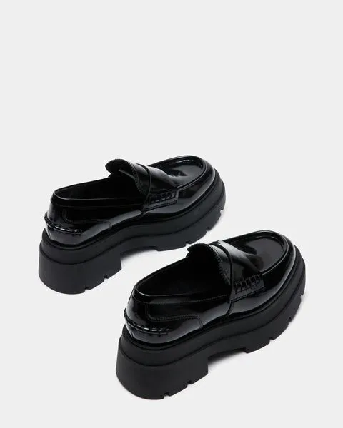 Women GAVEN BLACK LEATHER Black Leather Steve Madden Loafers and Flats Women GAVEN BLACK LEATHER Black Leather Steve Madden Loafers and Flats