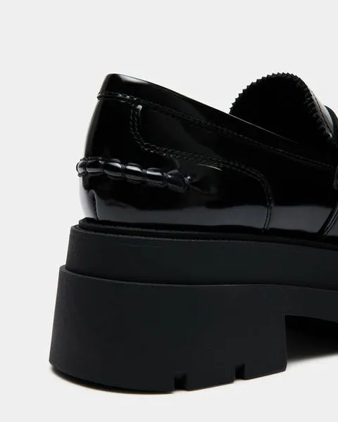 Women GAVEN BLACK LEATHER Black Leather Steve Madden Loafers and Flats Women GAVEN BLACK LEATHER Black Leather Steve Madden Loafers and Flats