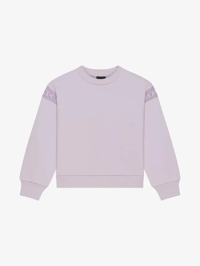 Women Girl 4 To 12 Years Givenchy Hoodie In Fleece With GIVENCHY Bands Lilac