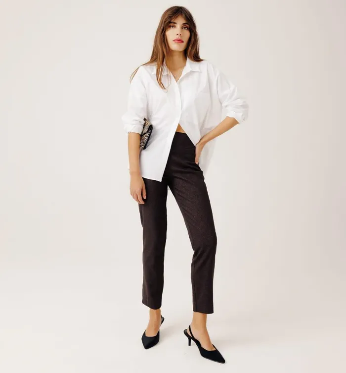 Women Glitzy Cigarette Trousers 8211 Black Print Promod Trousers