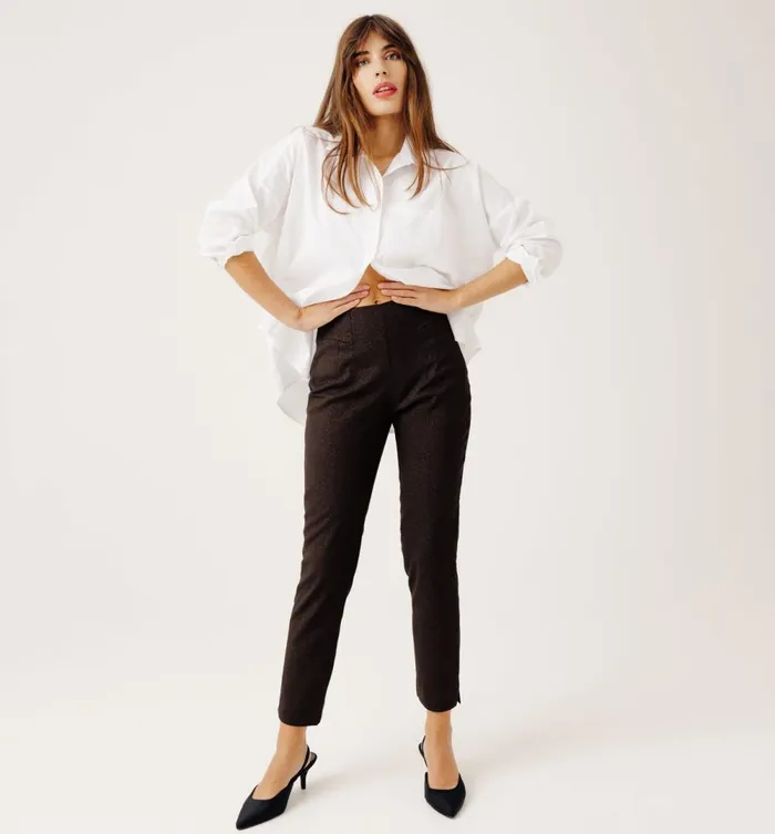 Women Glitzy Cigarette Trousers 8211 Black Print Promod Trousers