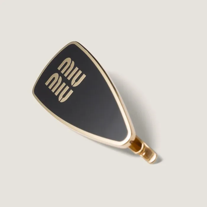 Women Headbands And Hair Accessories Miu Miu Enameled Metal Hair Clip Black Women Headbands And Hair Accessories Miu Miu Enameled Metal Hair Clip Black