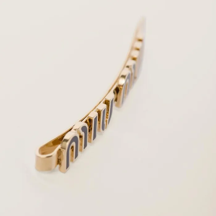 Women Headbands And Hair Accessories Miu Miu Enameled Metal Hair Clip Black Women Headbands And Hair Accessories Miu Miu Enameled Metal Hair Clip Black