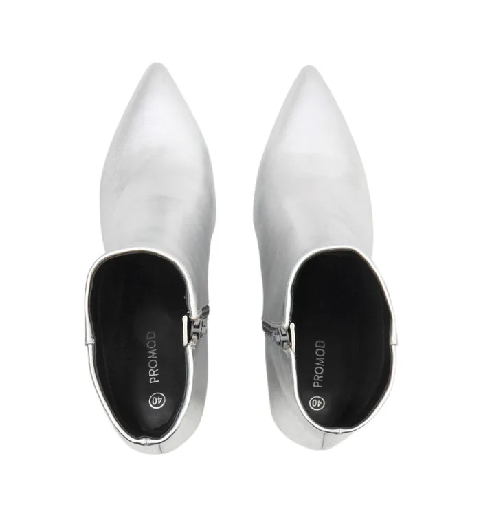 Women Heeled Boots 8211 Silver Promod Shoes Women Heeled Boots 8211 Silver Promod Shoes