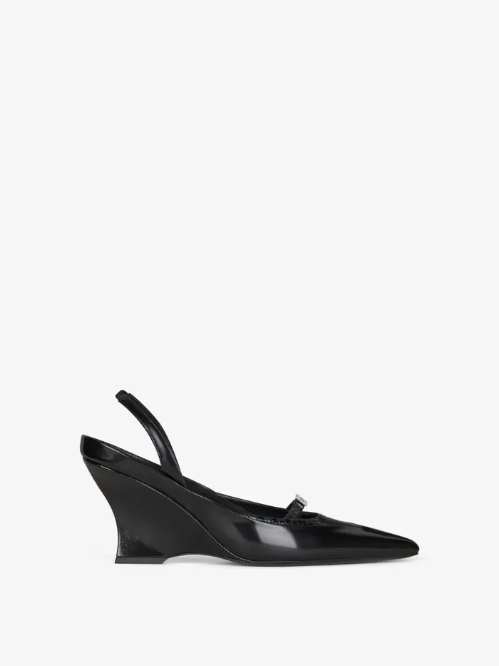Women Heels Givenchy Raven Slingbacks In Leather And Ayers Black